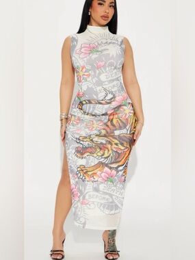 ED HARDY tiger/ logo dress